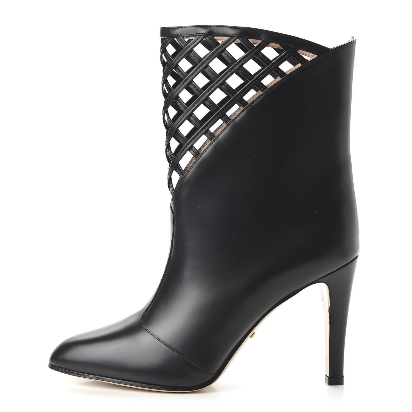 Plume Calfskin Damir Lattice Cutout Boots 39.5 Black