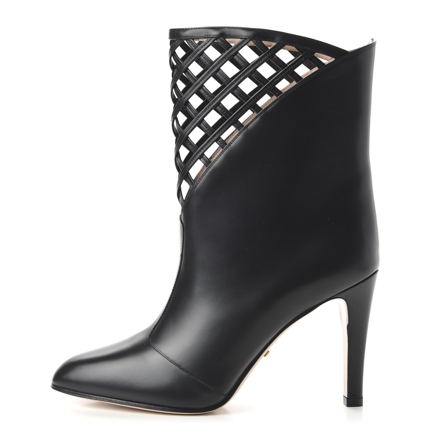 Gucci Plume Calfskin Damir Lattice Cutout Boots 39.5 Black 1 of 9