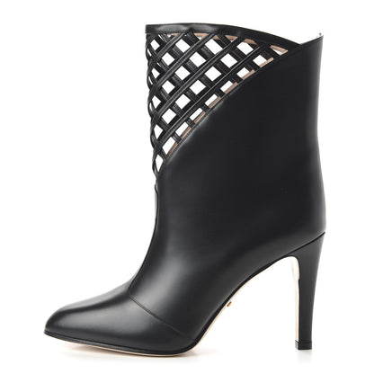 Gucci Plume Calfskin Damir Lattice Cutout Boots 39.5 Black 1 of 9