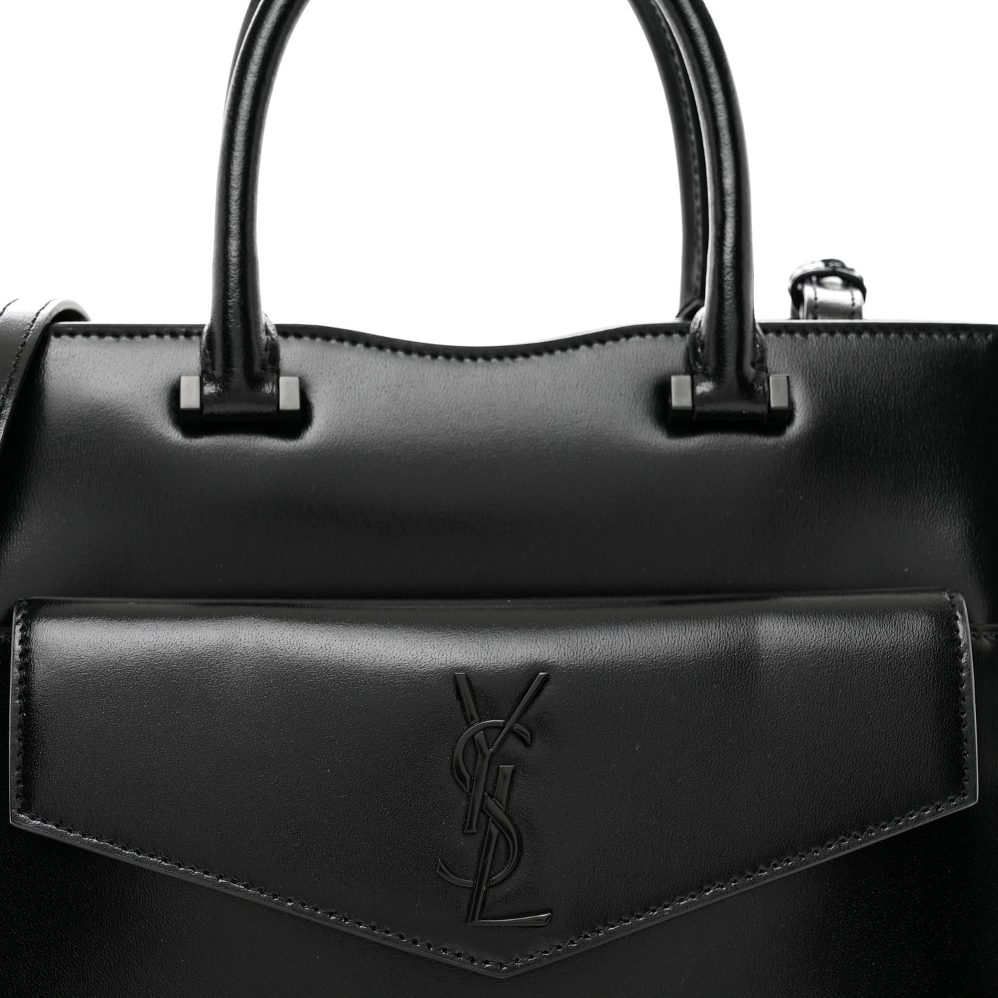 Shiny Calfskin Small Uptown Tote Black