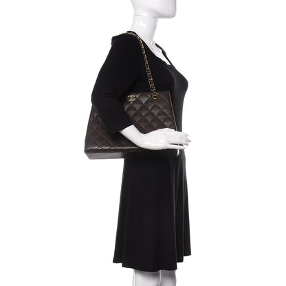 Chanel Caviar Quilted Shopper Tote Dark Brown 2 of 13