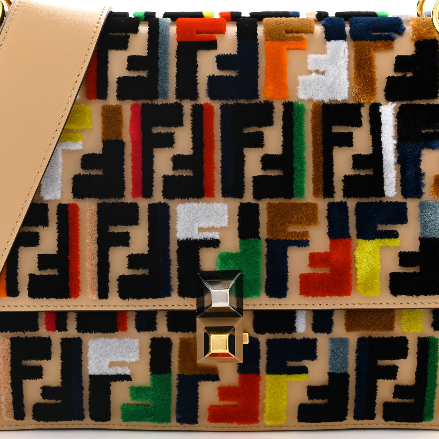 Vitello Liberty Velvet FF Multicolor Kan I Shoulder Bag Multicolor Cuoio