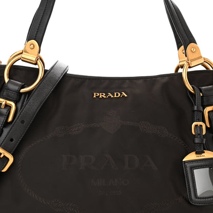 Prada Tessuto Nylon Jacquard Logo Aviator Satchel 7 of 12