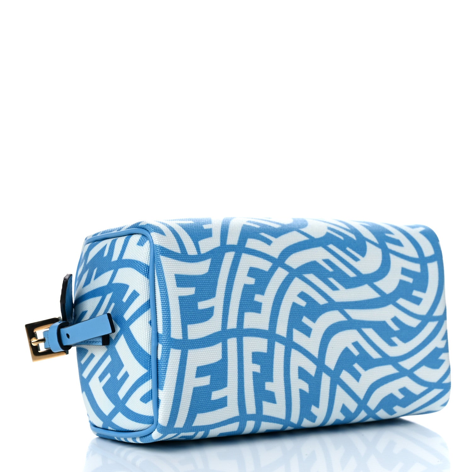 Fendi X SARAH COLEMAN Glazed Canvas Vitello King FF Vertigo Mini Shoulder Bag Cyber Blue White 4 of 9