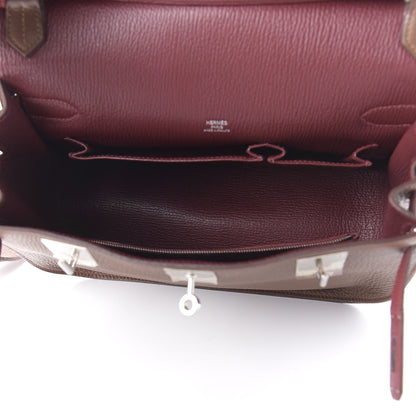 Hermes Taurillon Clemence Jypsiere 28 Marron D'Inde Rouge H 5 of 9