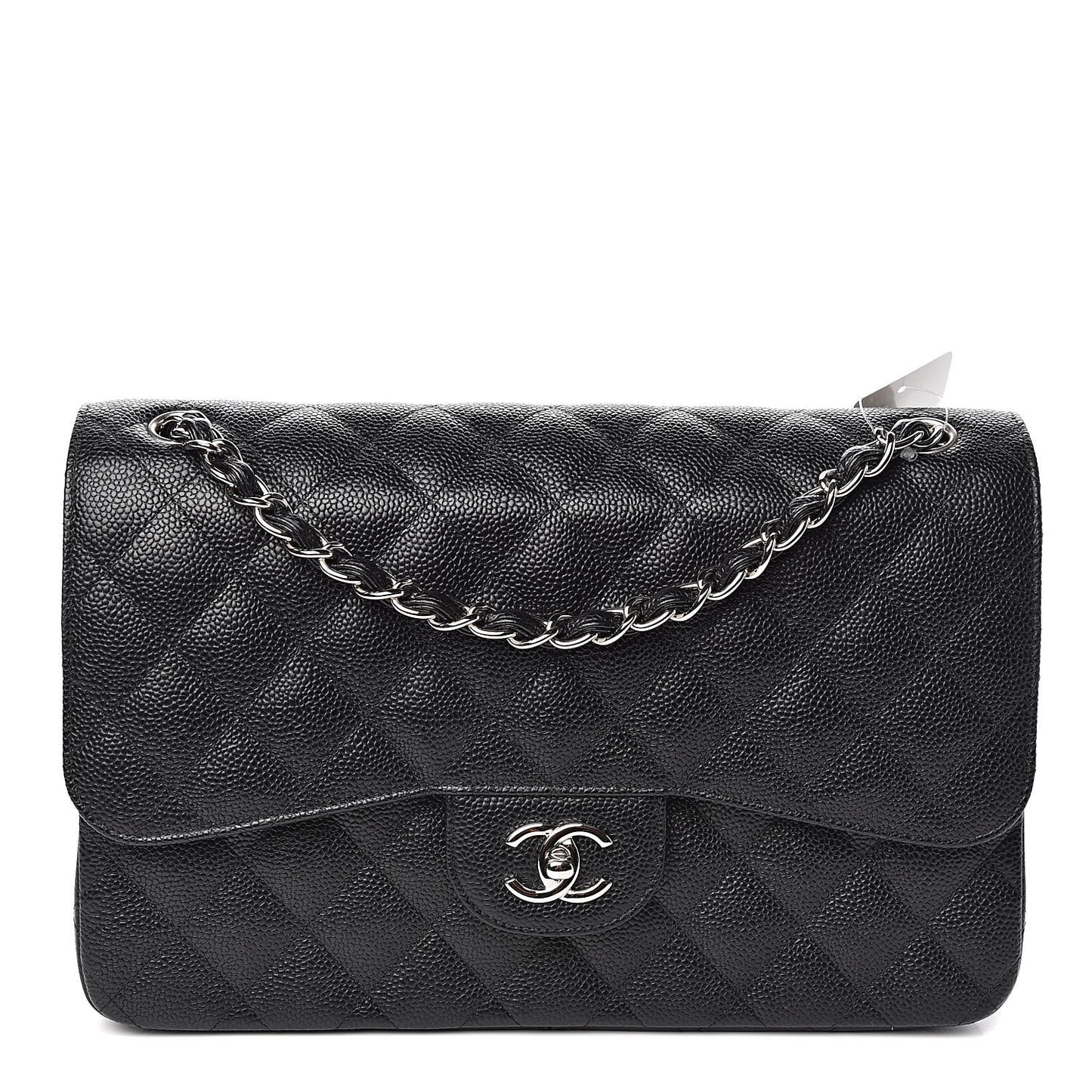 Caviar Quilted Jumbo Double Flap Black