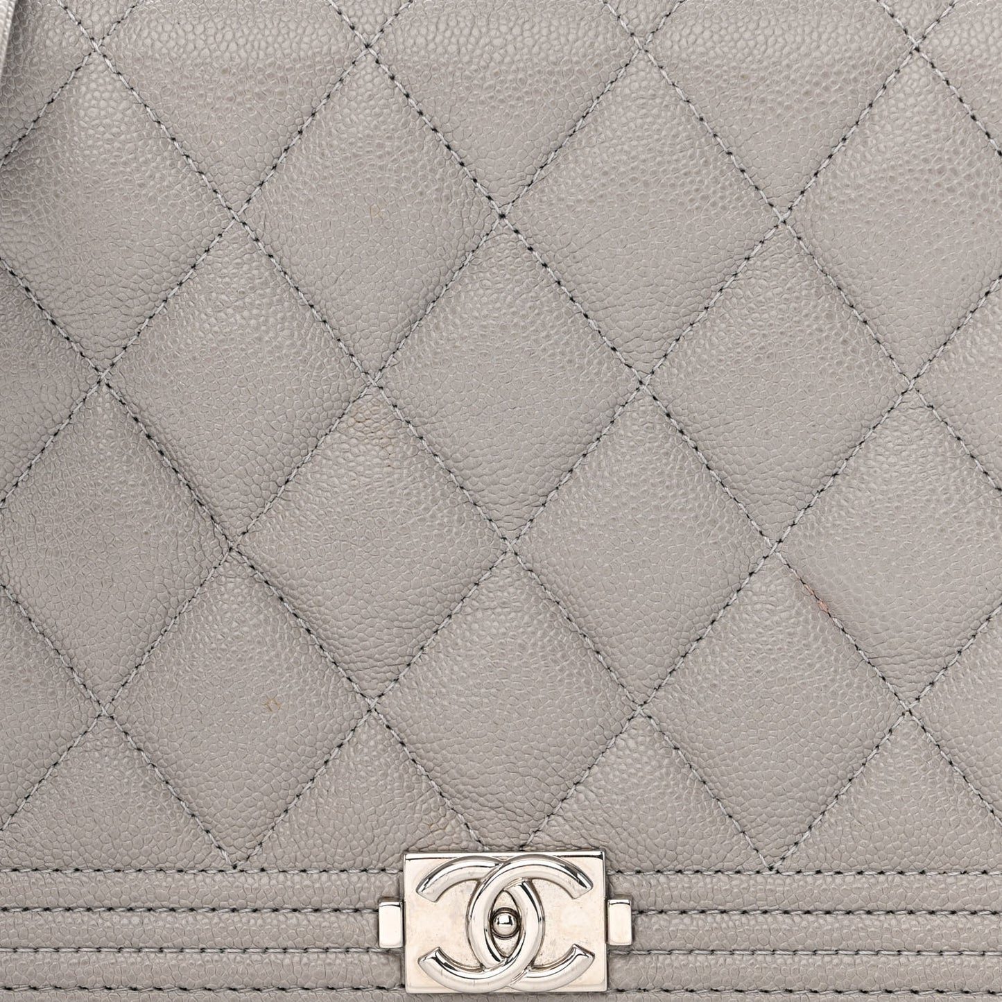 Caviar Quilted Boy Wallet On Chain WOC Grey