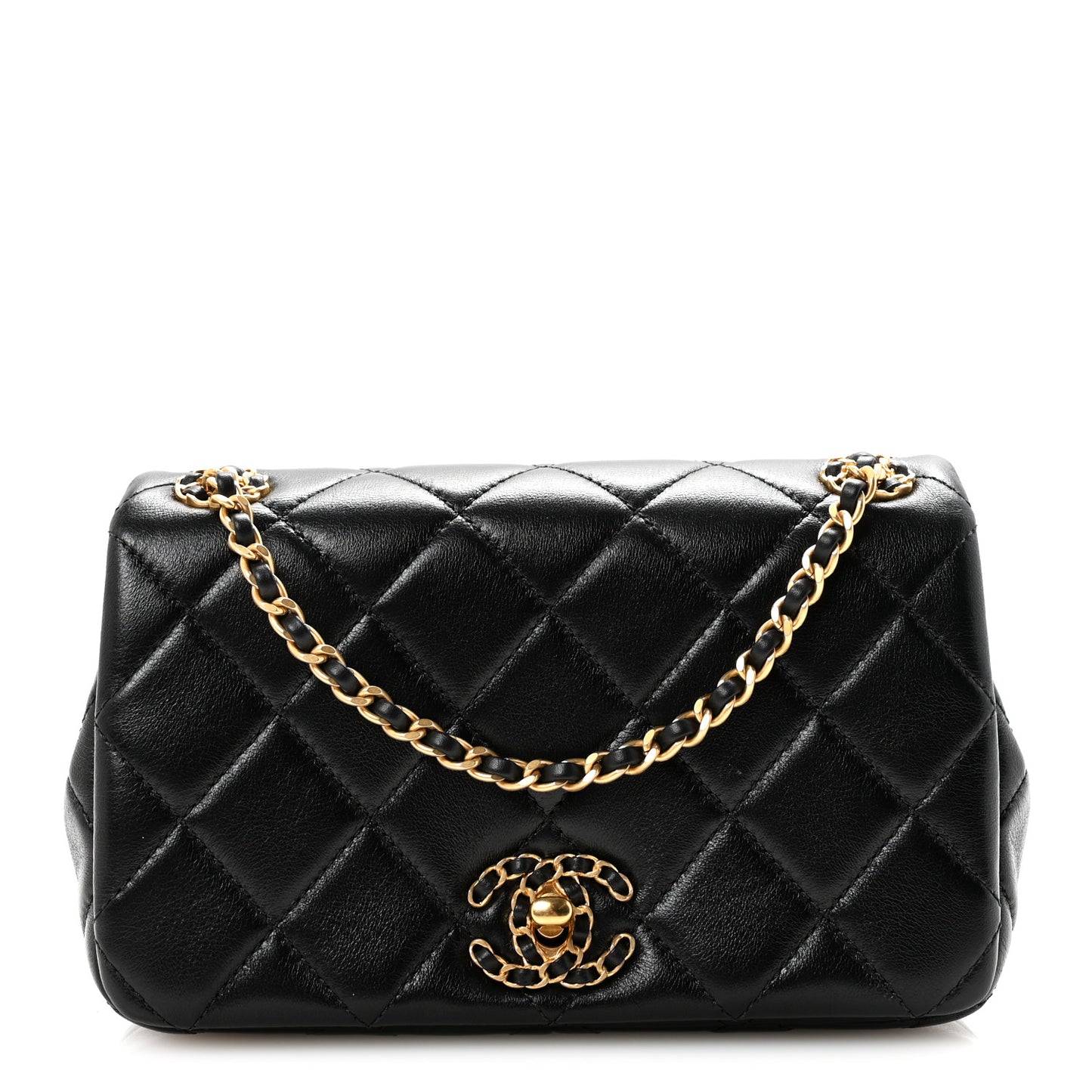 Lambskin Quilted Braided CC Mini Flap Black
