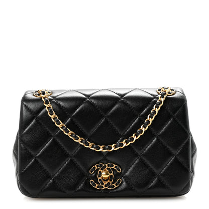 Chanel Lambskin Quilted Braided CC Mini Flap Black 1 of 11