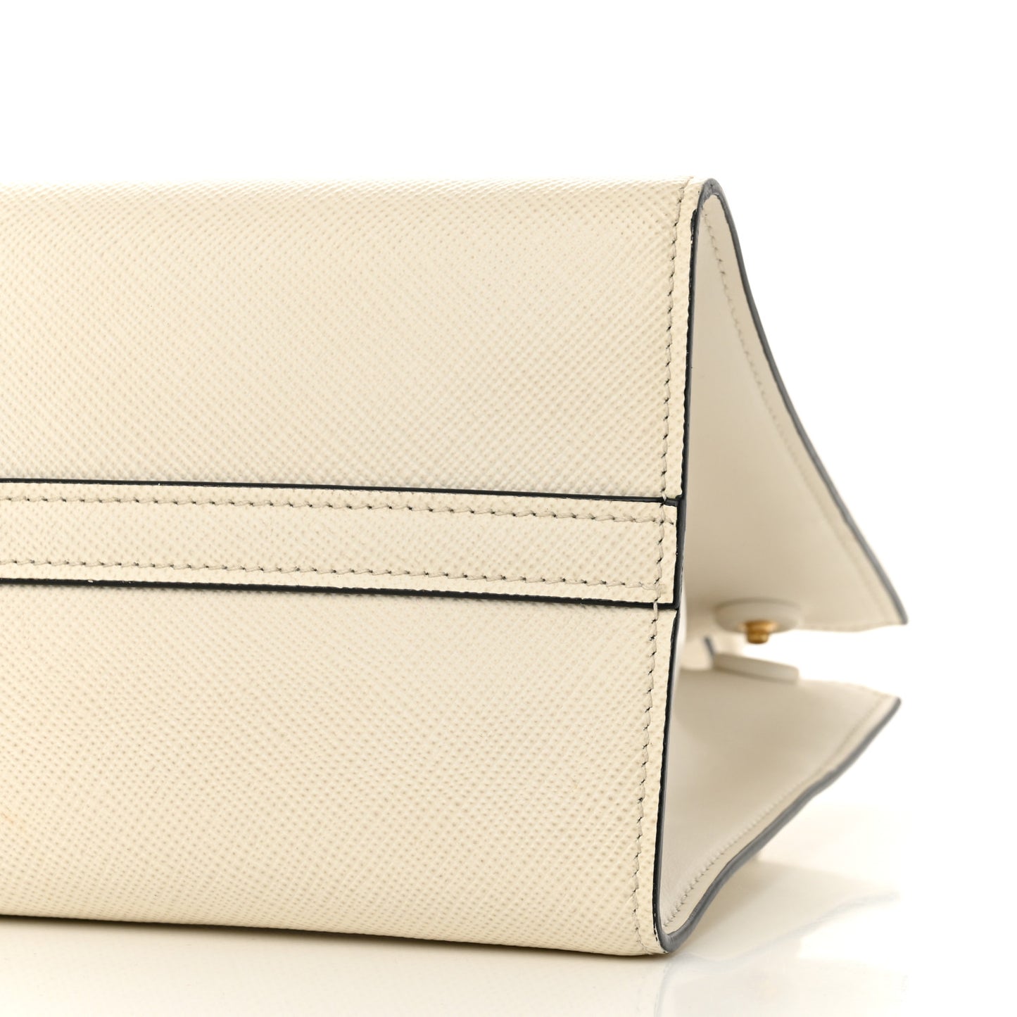 Saffiano Cuir Calfskin Small Monochrome Top Handle Tote White
