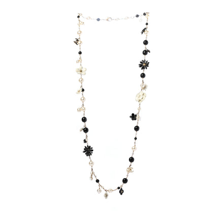 Chanel Pearl Camellia CC Long Necklace Gold Black 3 of 5