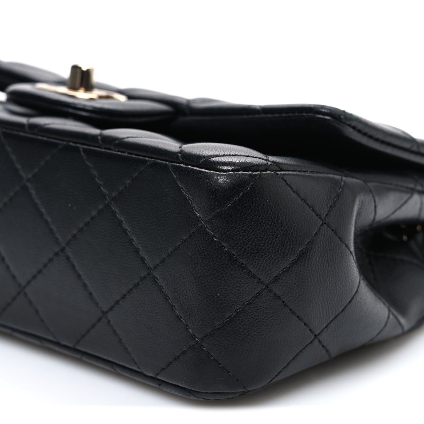 Lambskin Quilted Mini Rectangular Flap Black