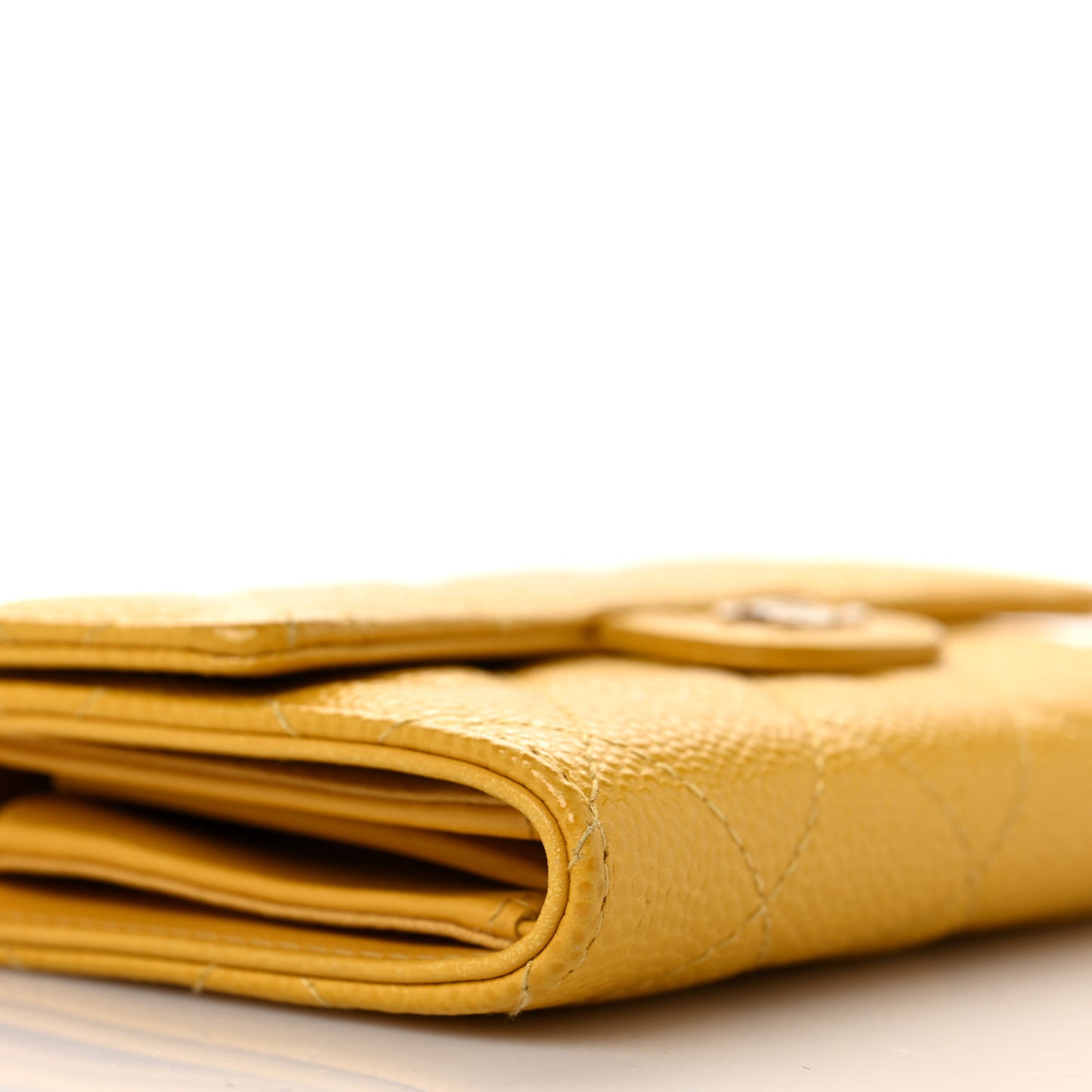 Caviar Quilted Medium Flap Wallet Yellow