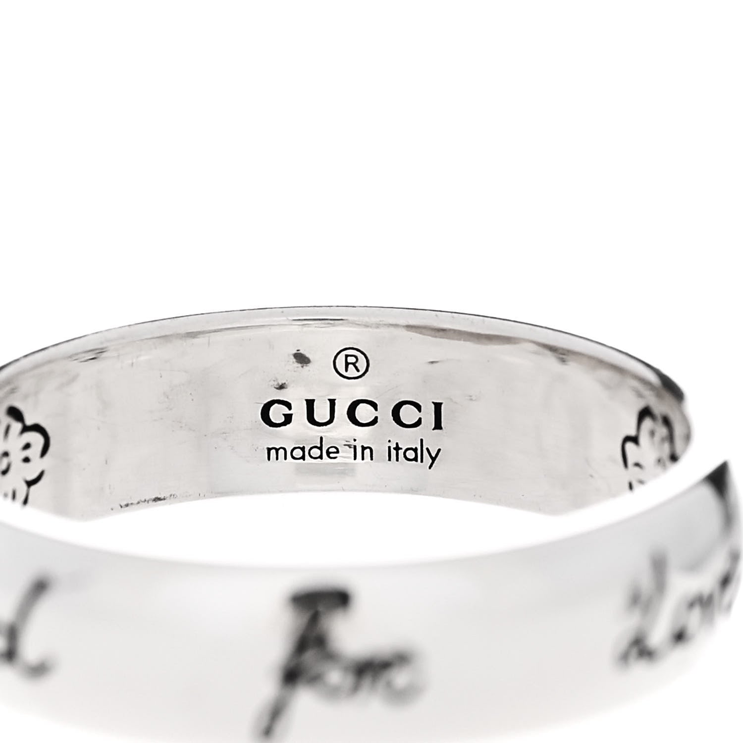 Gucci Sterling Silver Blind for Love Band Ring 55 7.25 4 of 7