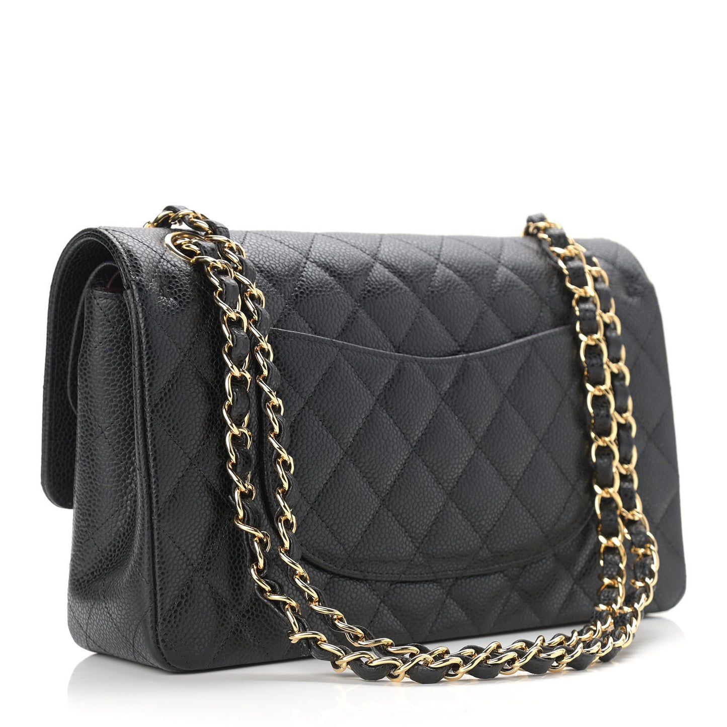 Caviar Quilted Medium Double Flap Black