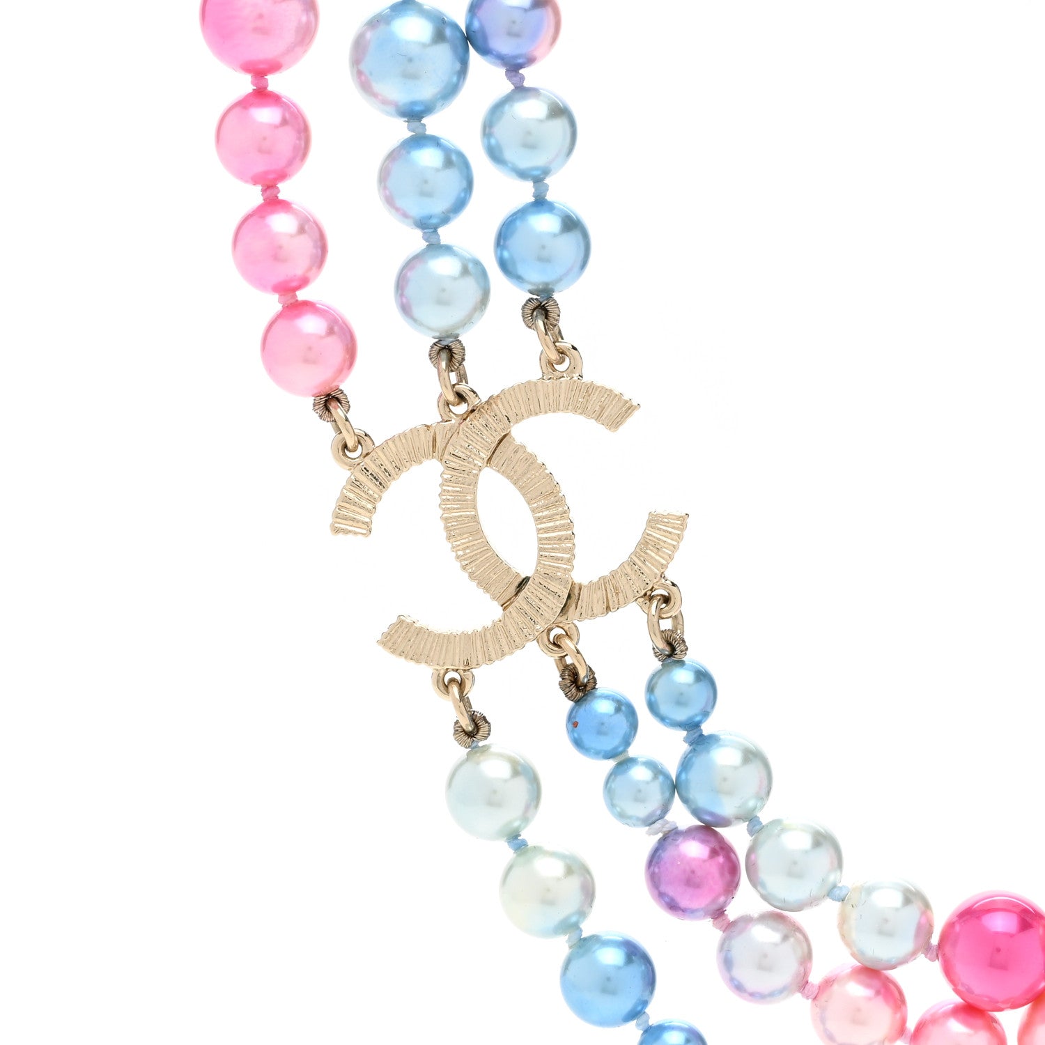 Chanel Pearl CC Multi Strand Short Necklace Gold Multicolor 4 of 5