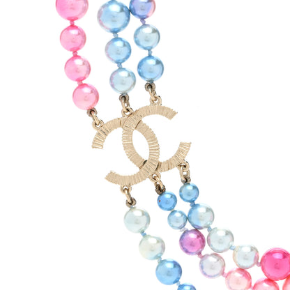 Chanel Pearl CC Multi Strand Short Necklace Gold Multicolor 4 of 5