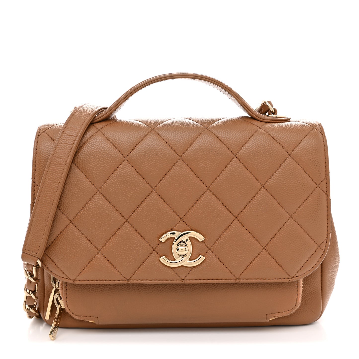 Caviar Quilted Medium Business Affinity Flap Brown
