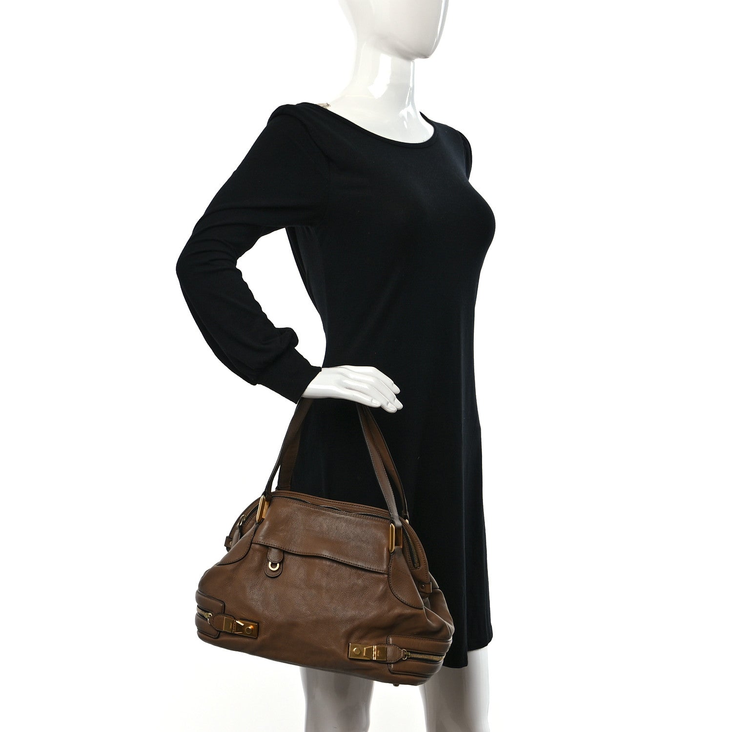 Chloe Calfskin Cary Zipped Shoulder Bag Taupe 2 of 11