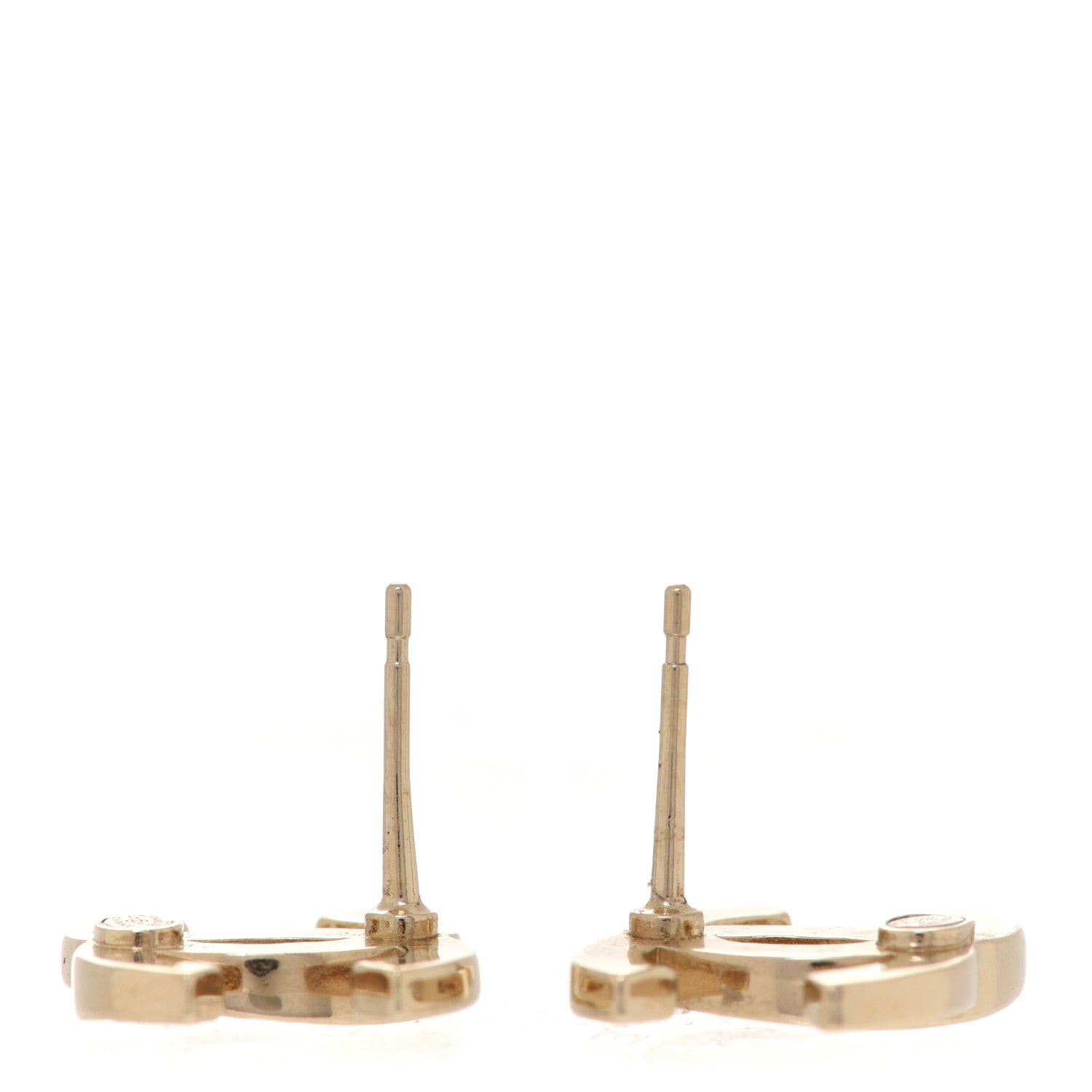 Chanel Crystal Metal CC Paris Button Stud Earrings Gold 5 of 5