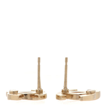 Chanel Crystal Metal CC Paris Button Stud Earrings Gold 5 of 5