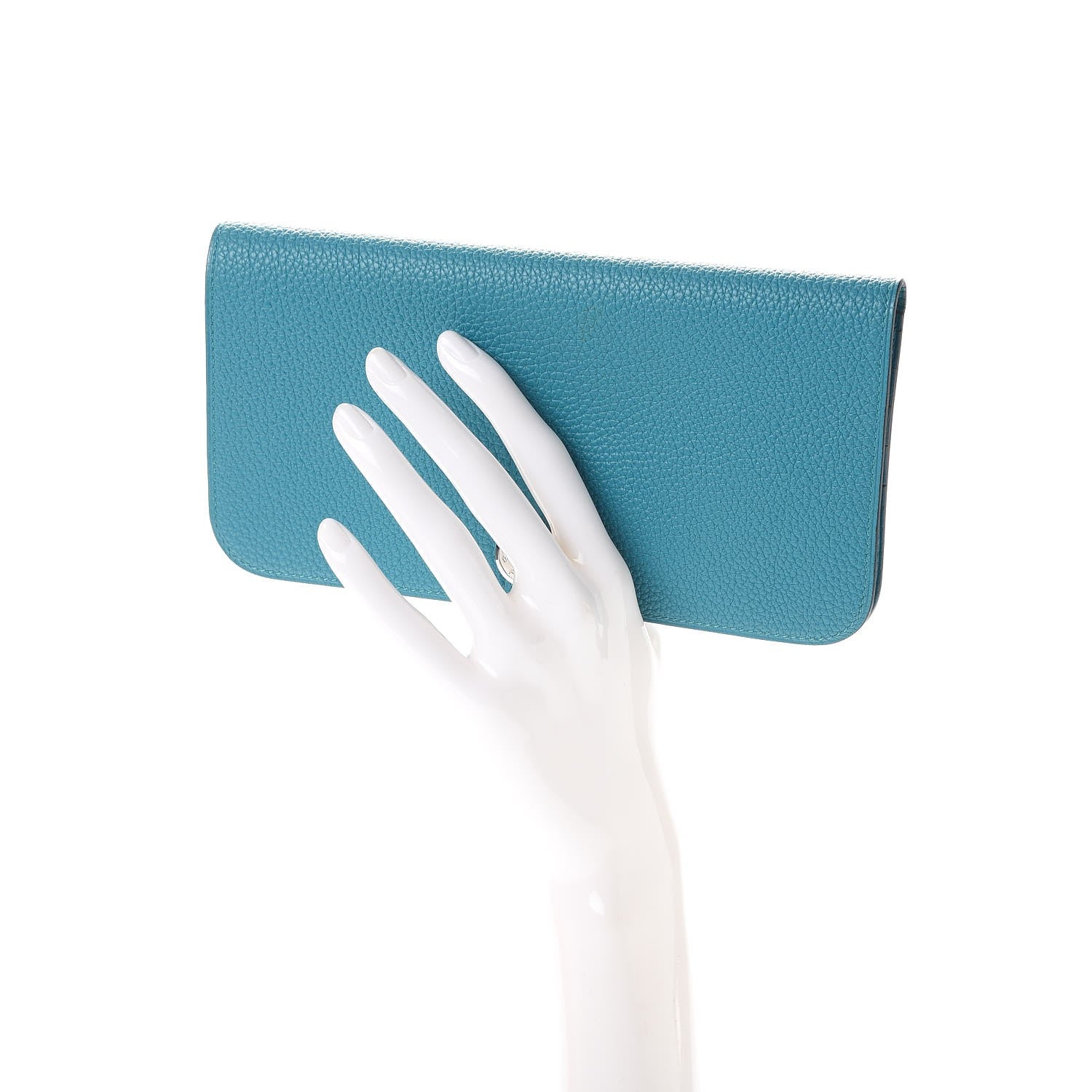 Hermes Taurillon Clemence Dogon Recto Verso Wallet Turquoise 2 of 10