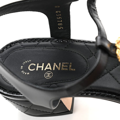 Chanel Calfskin Medallion CC Thong Sandals 38.5 Black 9 of 11