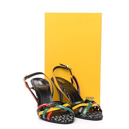 Fendi Patent Zucchino Slingback Sandal Pumps 37 Multicolor 8 of 8