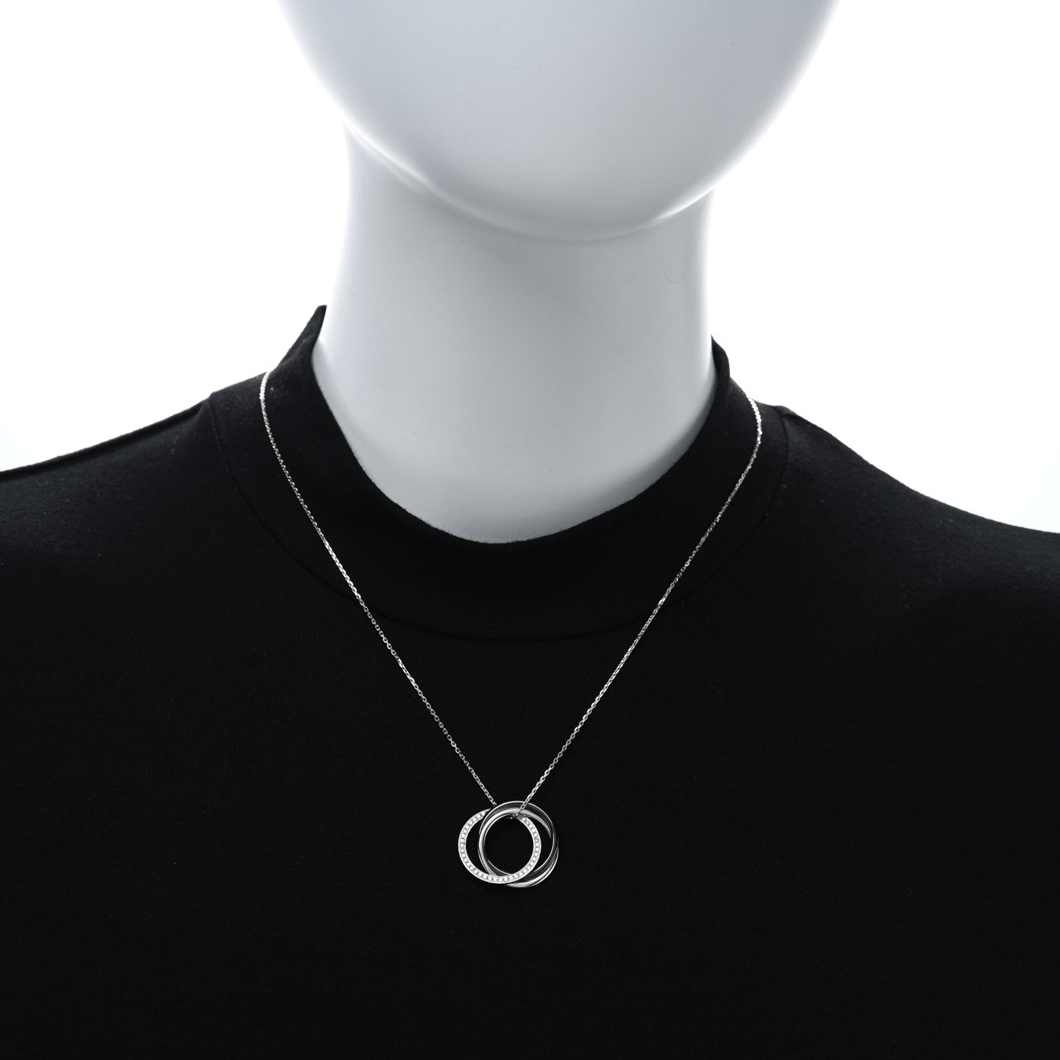 Cartier 18K White Gold Black Ceramic Diamond Trinity Pendant Necklace 2 of 5
