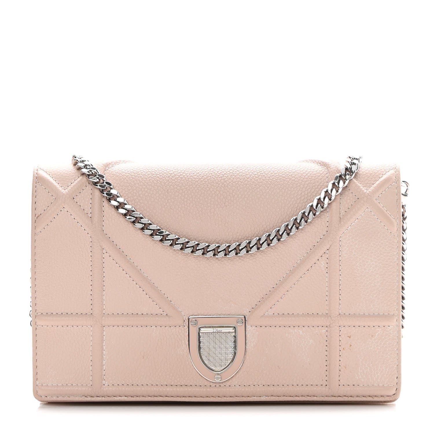 Christian Dior Grained Calfskin Diorama Wallet on Chain Pouch Nude 1 of 18