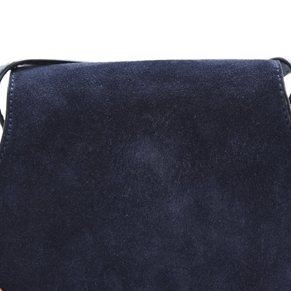 Chloe Suede Calfskin Braided Mini Marcie Round Crossbody Bag Navy 12 of 12