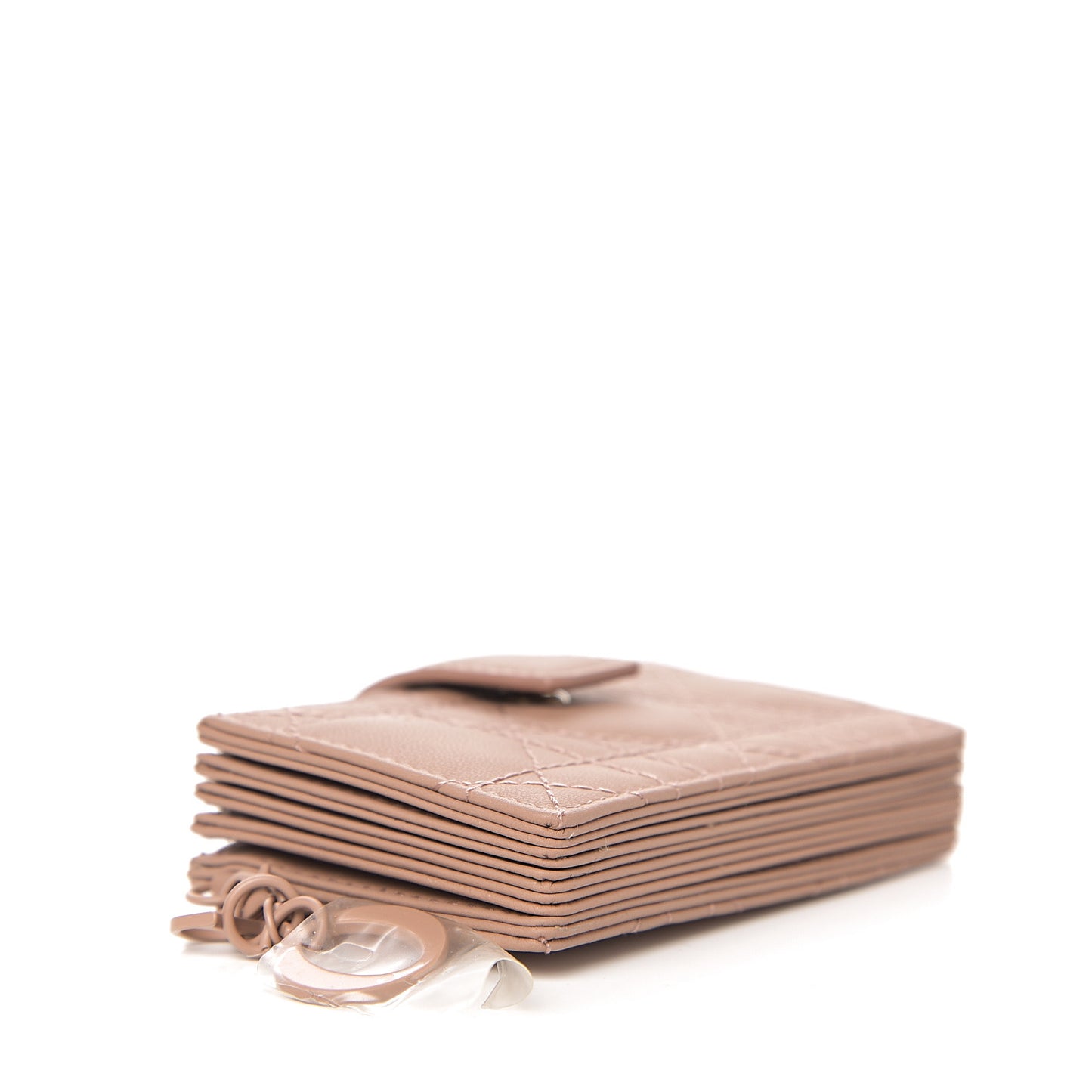 Ultra Matte Calfskin Cannage Lady Dior 5-Gusset Card Holder Blush Powder