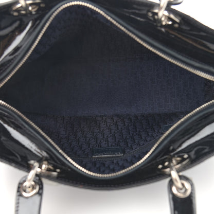 Christian Dior Patent Cannage Stitched Large Lady Dior Dark Navy Blue 5 of 13