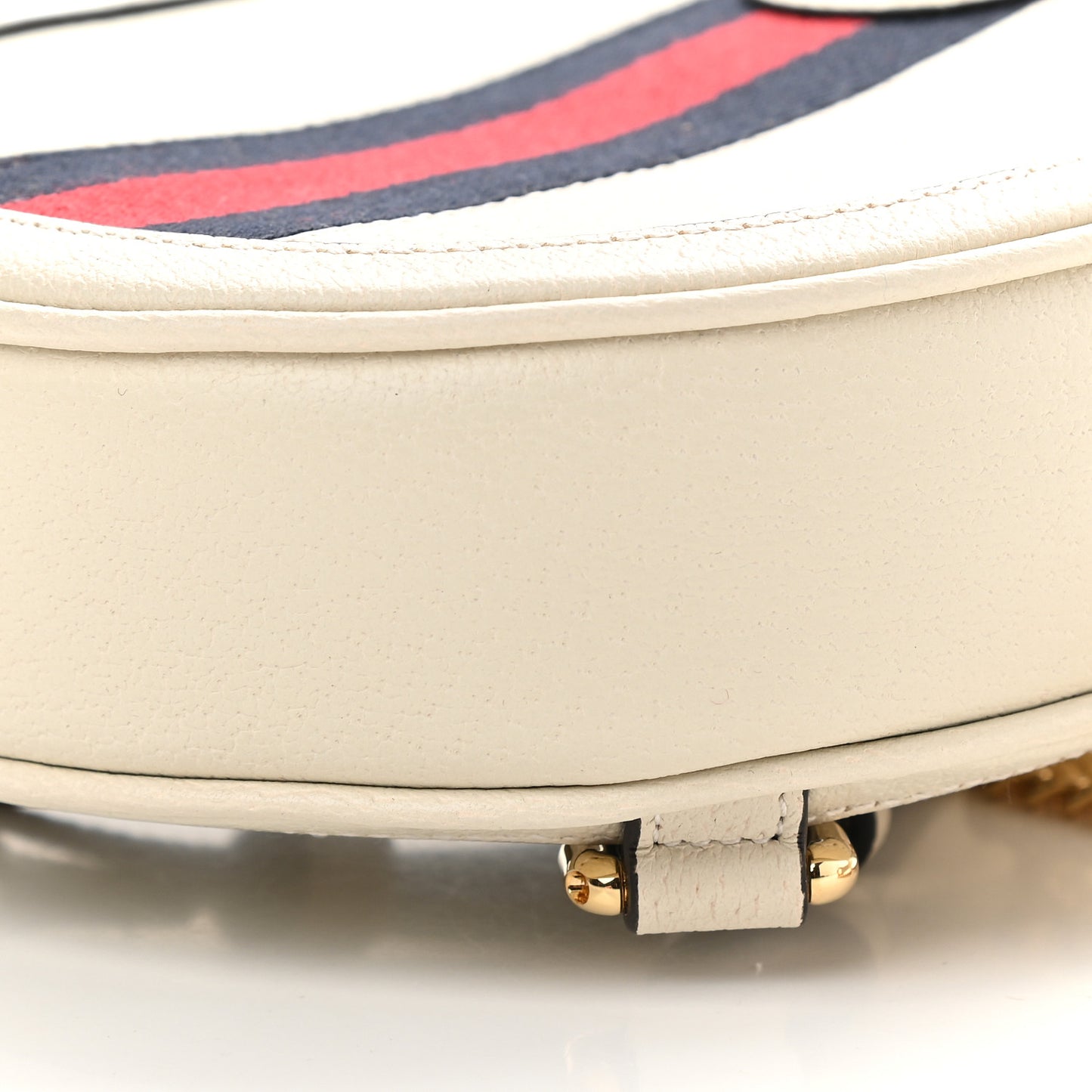 Textured Calfskin Web Mini Ophidia Round Backpack Mystic White