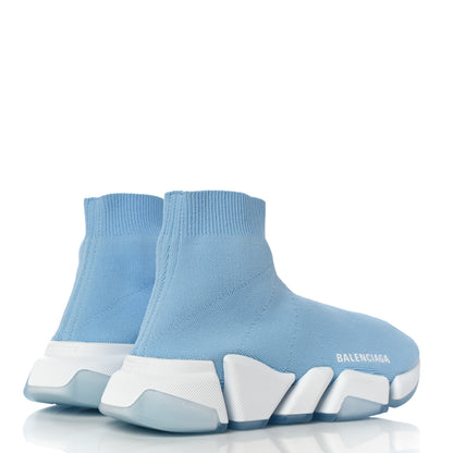 Balenciaga Technical 3D Recycled Knit Bi-Color Womens Speed 2.0 Transparent Sole Sneakers 36 Blue White Transparent Blue 3 of 10