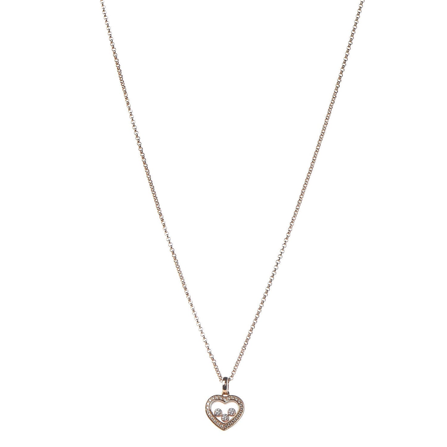18K Yellow Gold Happy Diamonds Floating Heart Pendant Necklace