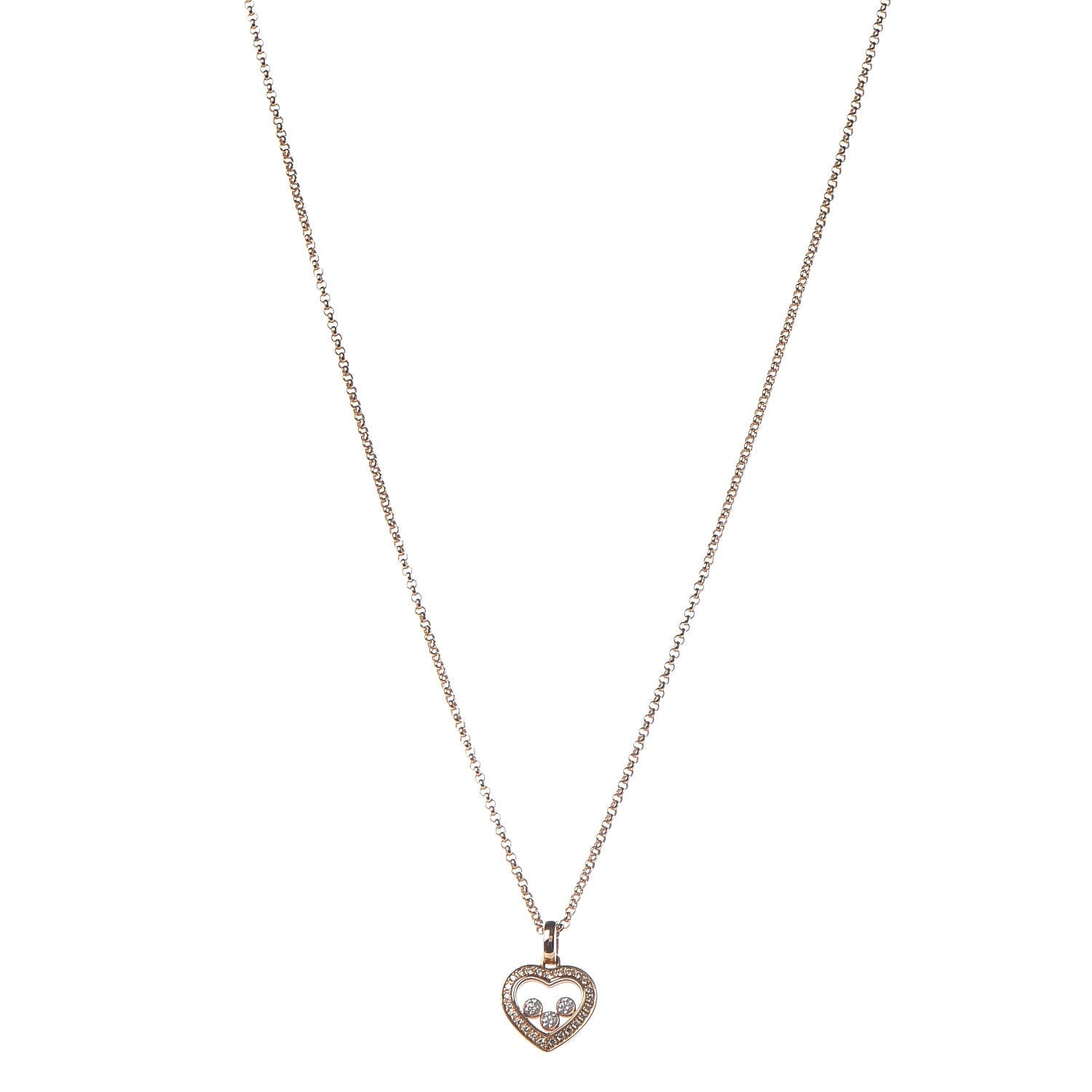 Chopard 18K Yellow Gold Happy Diamonds Floating Heart Pendant Necklace 1 of 7