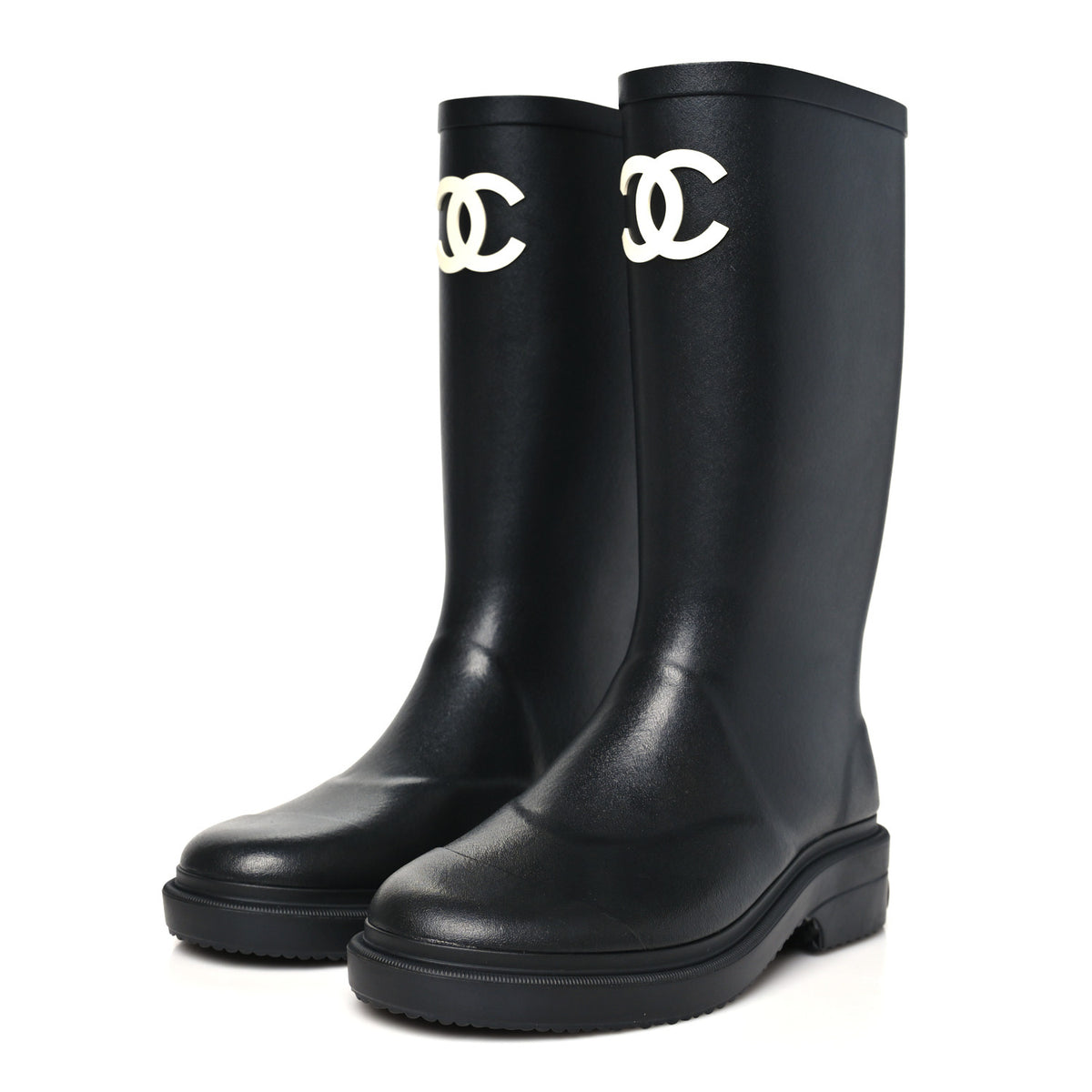Chanel Caoutchouk CC High Boots 36 Black 4 of 10
