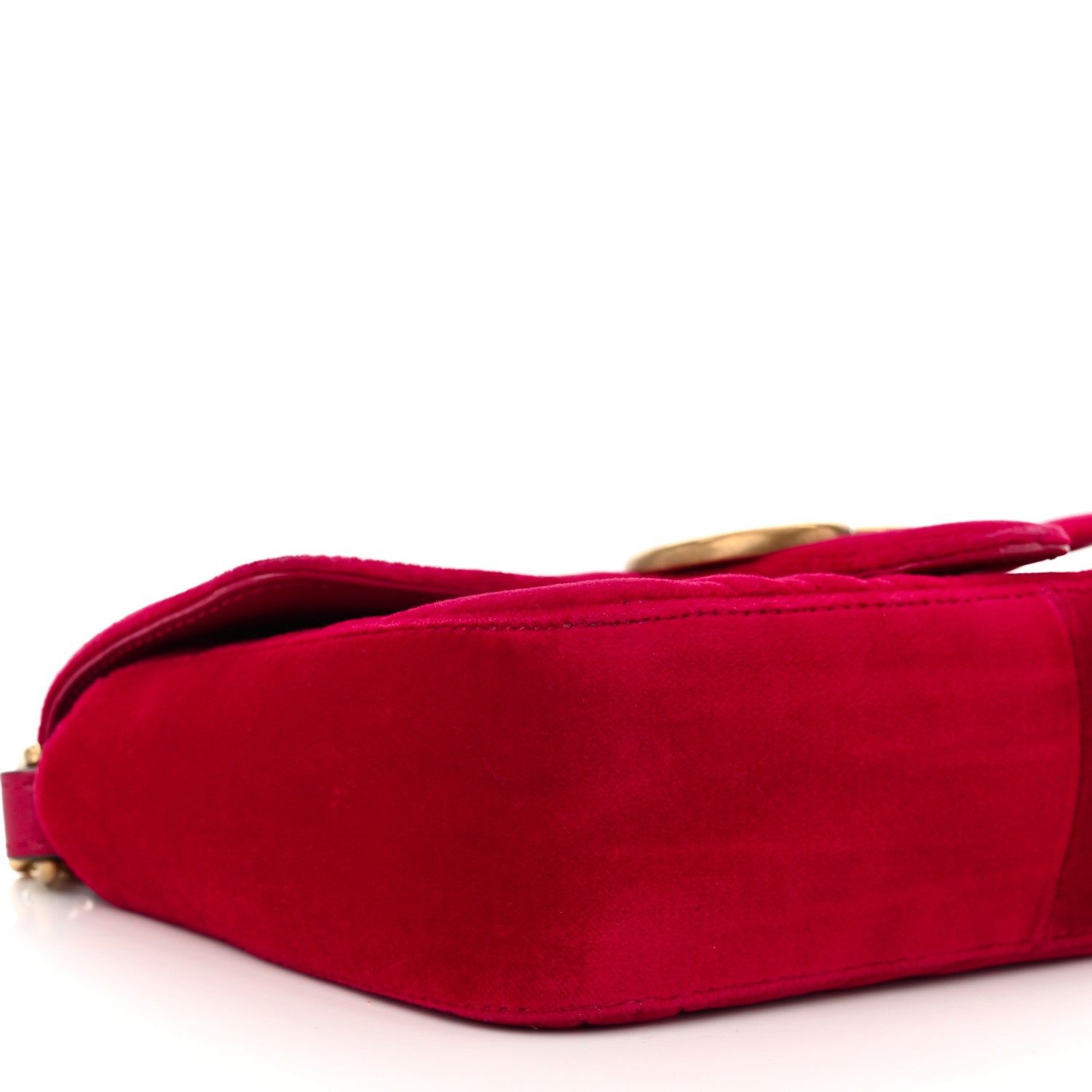 Gucci Velvet Matelasse Mini GG Marmont Shoulder Bag Hibiscus Red 8 of 9