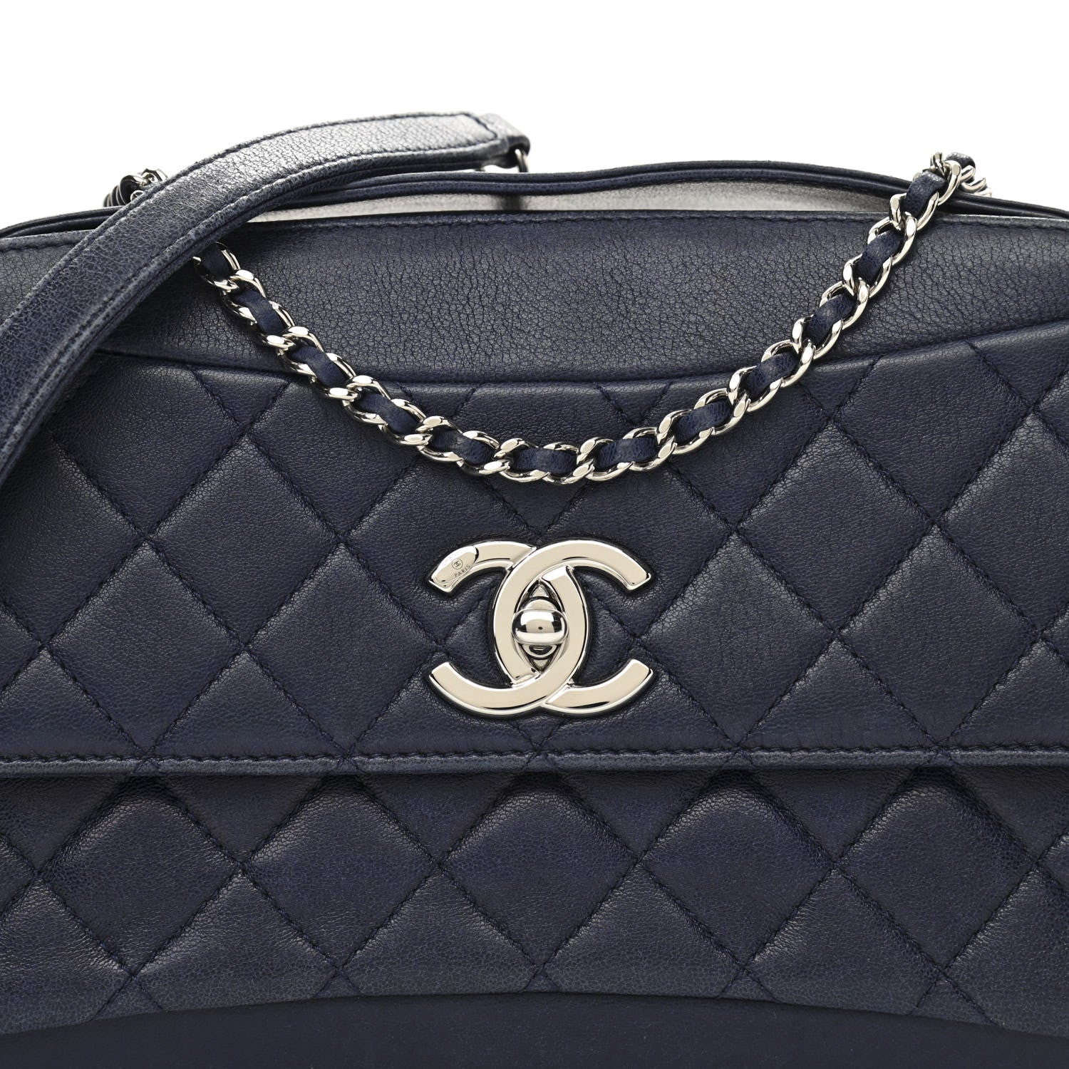 Chanel Lambskin Quilted Flap Shoulder Bag Navy Blue 8 of 11