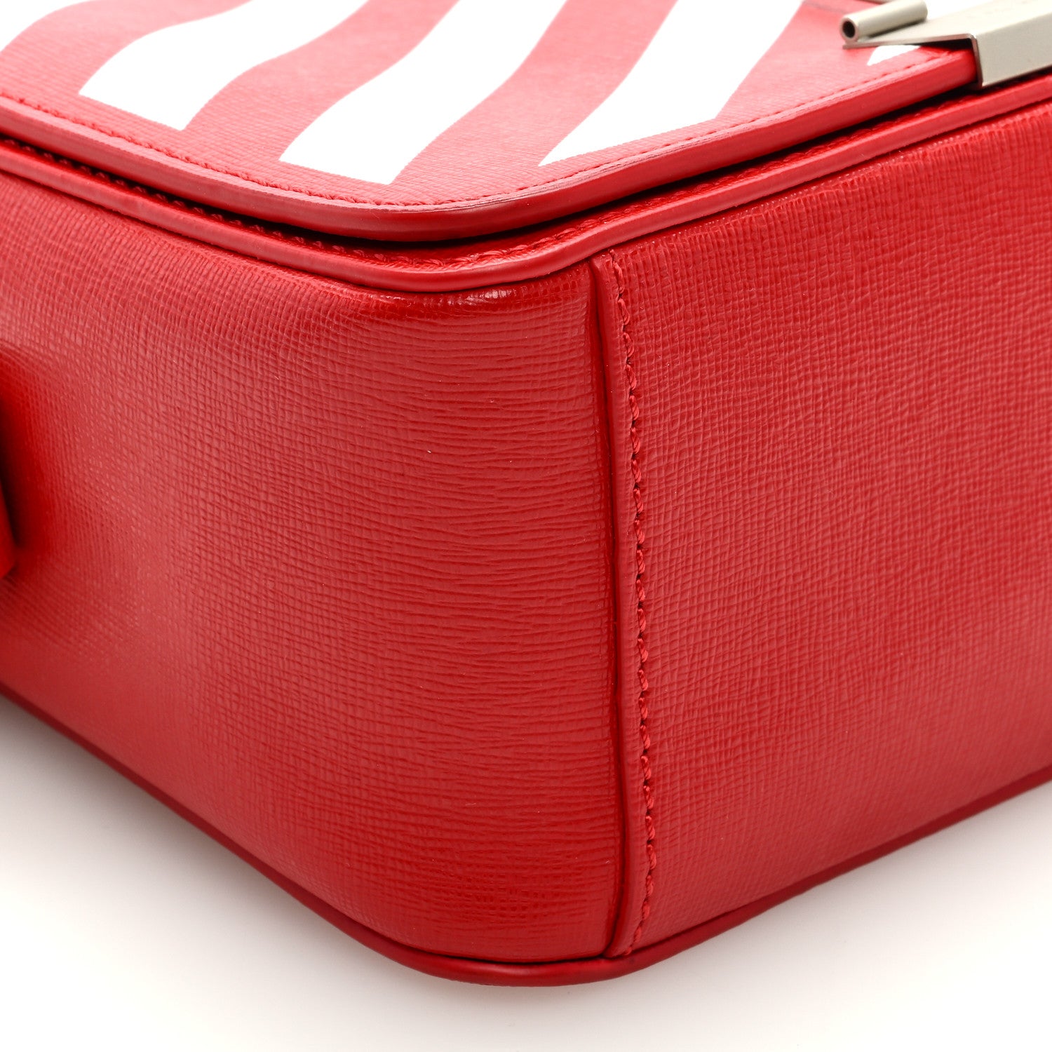 Off-White Calfskin Diag Striped Belt Bag Crossbody White Red 7 of 8
