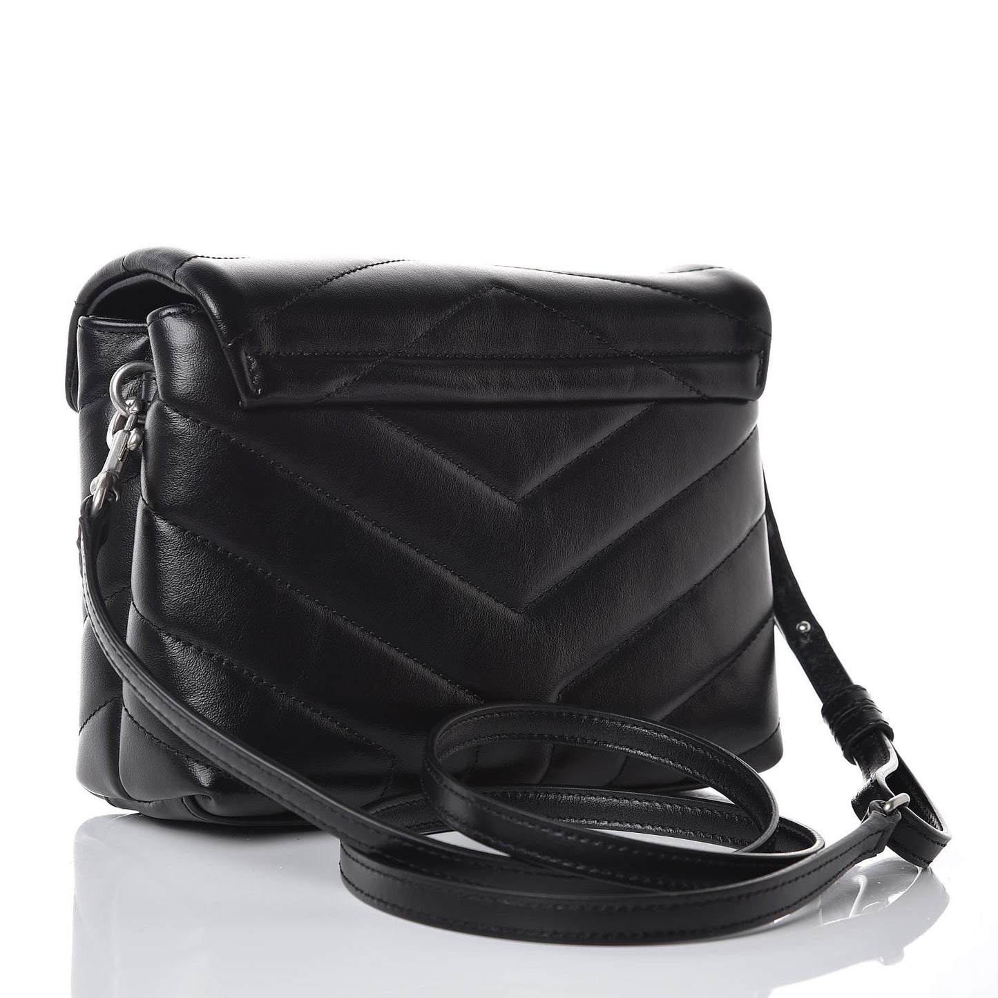 Calfskin Y Quilted Monogram Toy Loulou Crossbody Bag Black