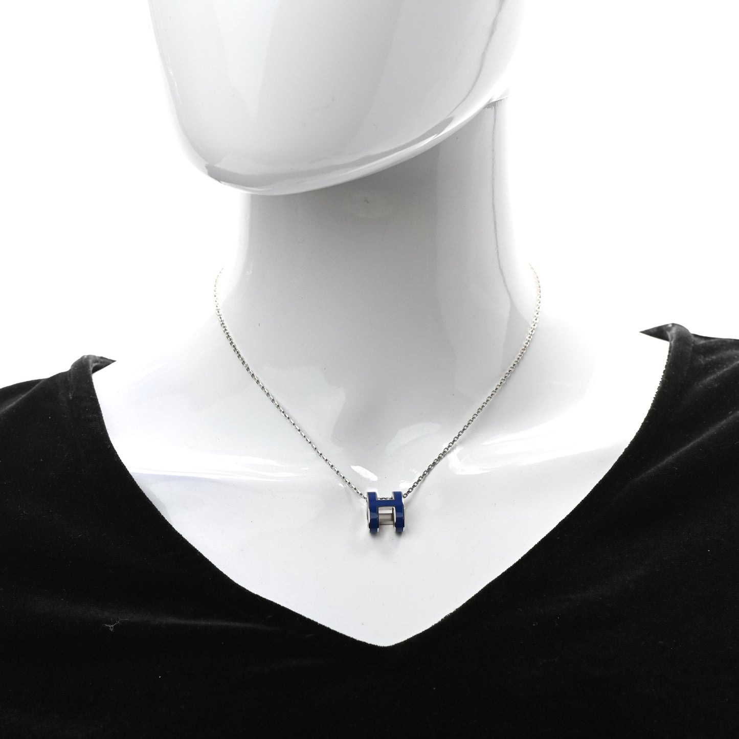 Lacquered Palladium Pop H Pendant Necklace Bleu Royal