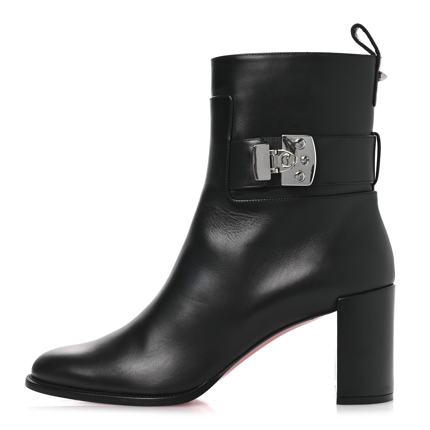 Calfskin Lock Booty 70 Ankle Boots 41 Black