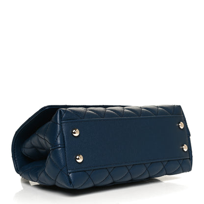 Chanel Caviar Quilted Lizard Embossed Mini Coco Handle Flap Navy Blue 4 of 14
