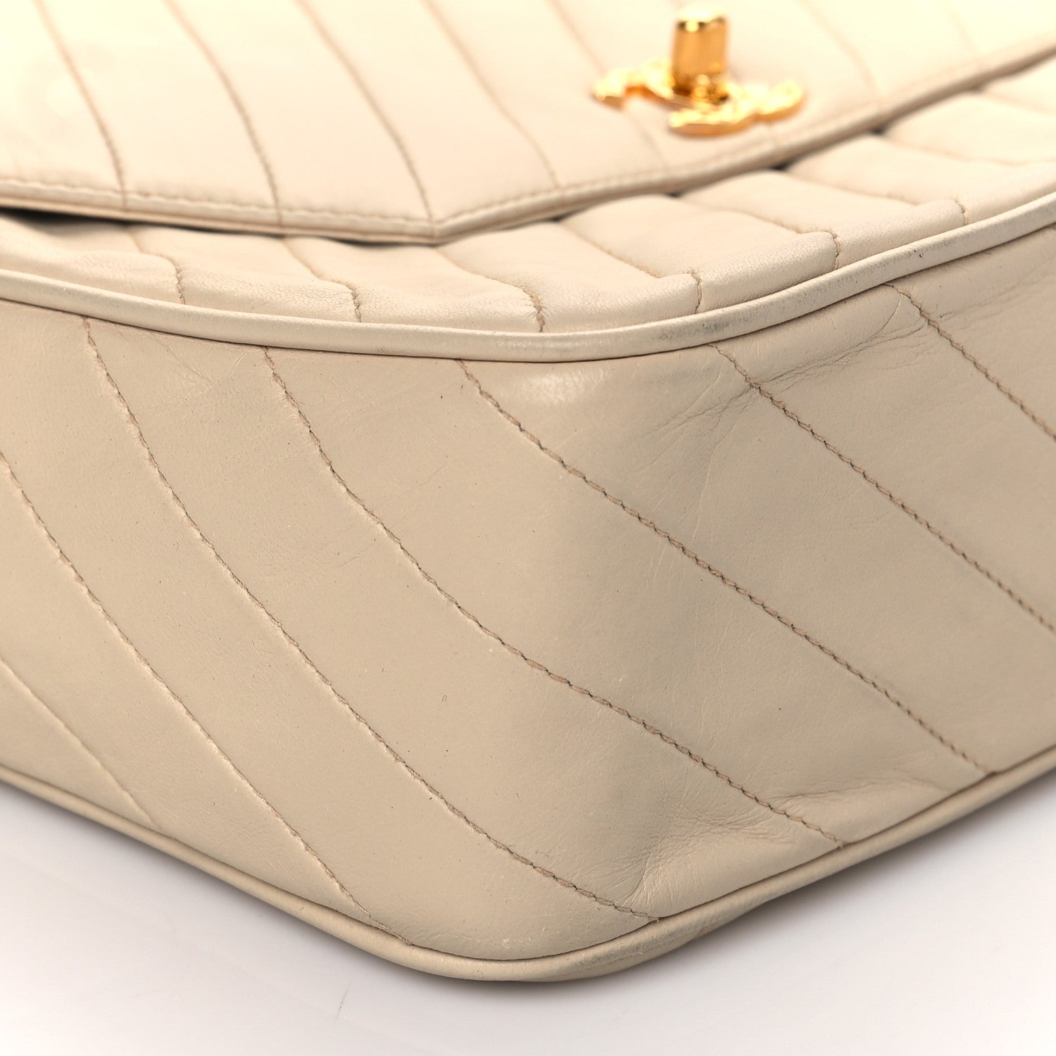 Chanel Lambskin Diagonal Quilted Tassel Camera Bag Light Beige 7 of 8