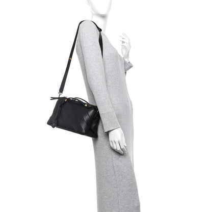 Fendi Vitello Dolce Diagonal Embossed Medium By The Way Boston Bag Black 2 of 10