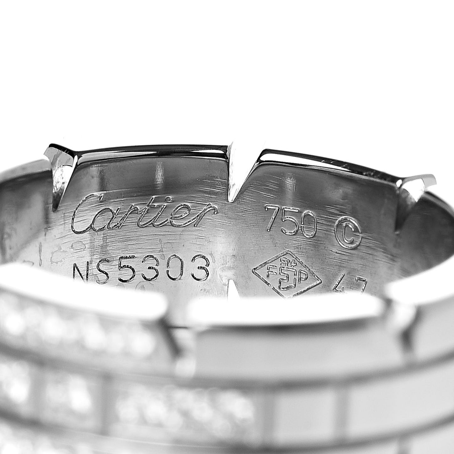 18K White Gold Diamond Tank Francaise Band Ring 47 4
