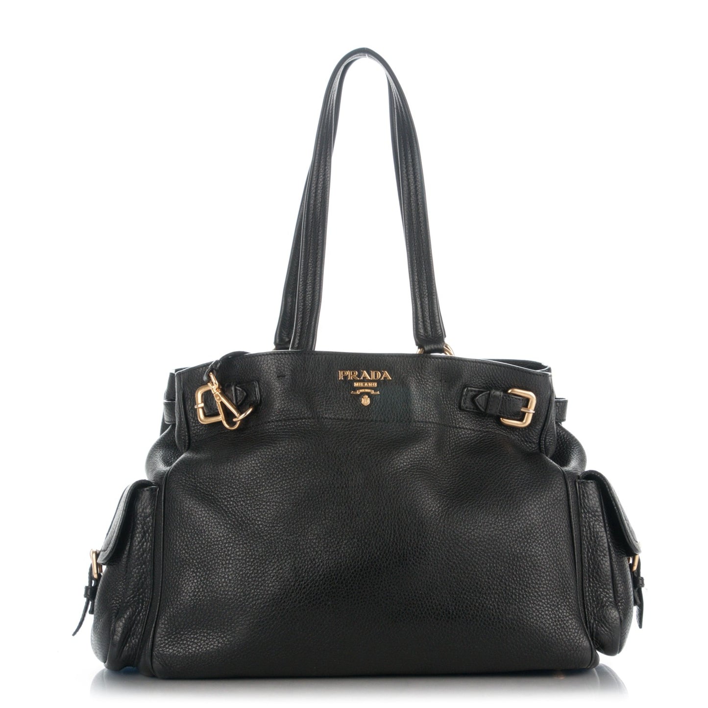 Vitello Daino Side Pocket Tote Black