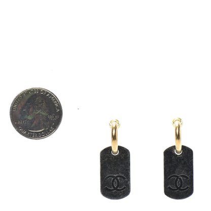 Chanel ID Dog Tag Earrings Ruthenium Gold 2 of 4